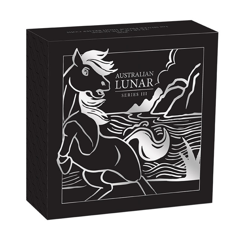 Srebrna Moneta Lunar III Rok Konia 2026 High Relief, 1 uncja - box Srebrna Moneta Lunar III Rok Konia 2026 High Relief, 1 uncja - box
