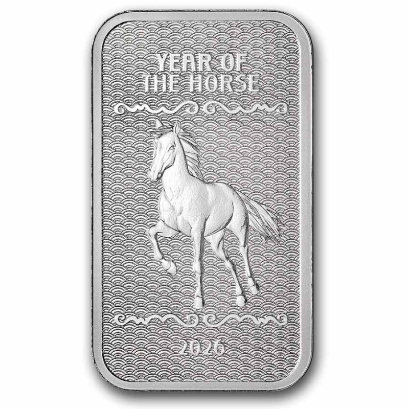 Srebrna Sztabka Year of the Horse 2026, 1 uncja - front Srebrna Sztabka Year of the Horse 2026, 1 uncja - front