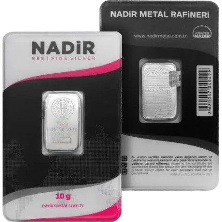 Sztabka srebra 10g | Nadir Metal Rafineri
