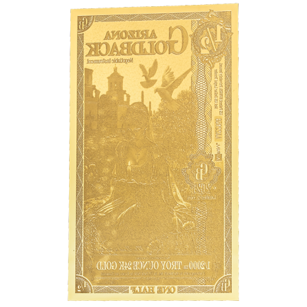Złoty Banknot 1/2 Arizona Goldback Gold Note, 1/2000 uncji - front