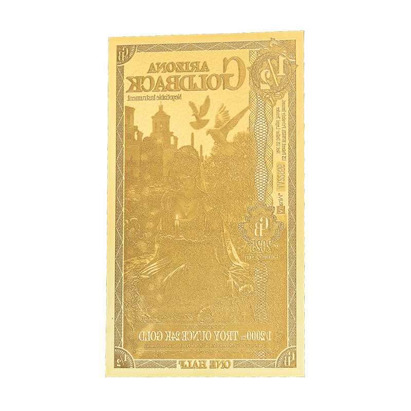 Złoty Banknot 1/2 Arizona Goldback Gold Note, 1/2000 uncji - back Złoty Banknot 1/2 Arizona Goldback Gold Note, 1/2000 uncji - back