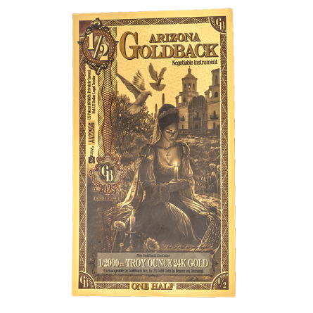 Złoty Banknot 1/2 Arizona Goldback Gold Note, 1/2000 uncji - front
