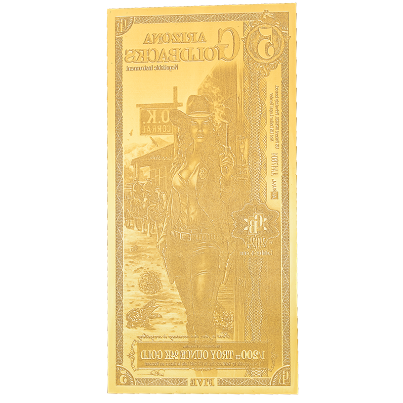 Złoty Banknot 5 Arizona Goldback Gold Note, 1/200 uncji - back Złoty Banknot 5 Arizona Goldback Gold Note, 1/200 uncji - back