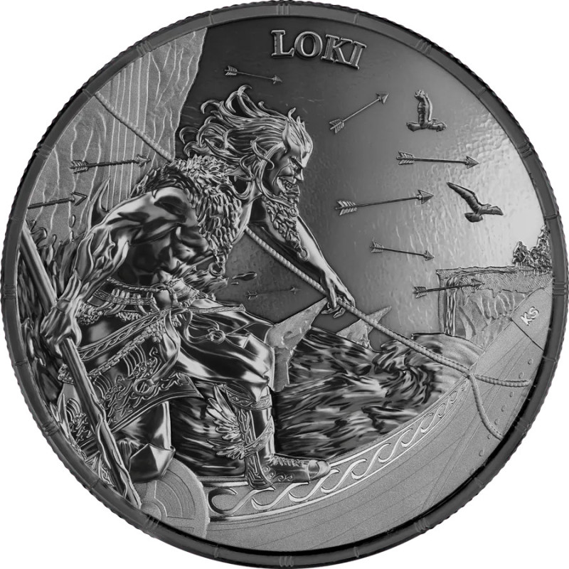 Ragnarök Silbermünze: Logi 2025, 1 Unze (Schwarz BU) - Rückseite Ragnarök Silbermünze: Logi 2025, 1 Unze (Schwarz BU) - Rückseite