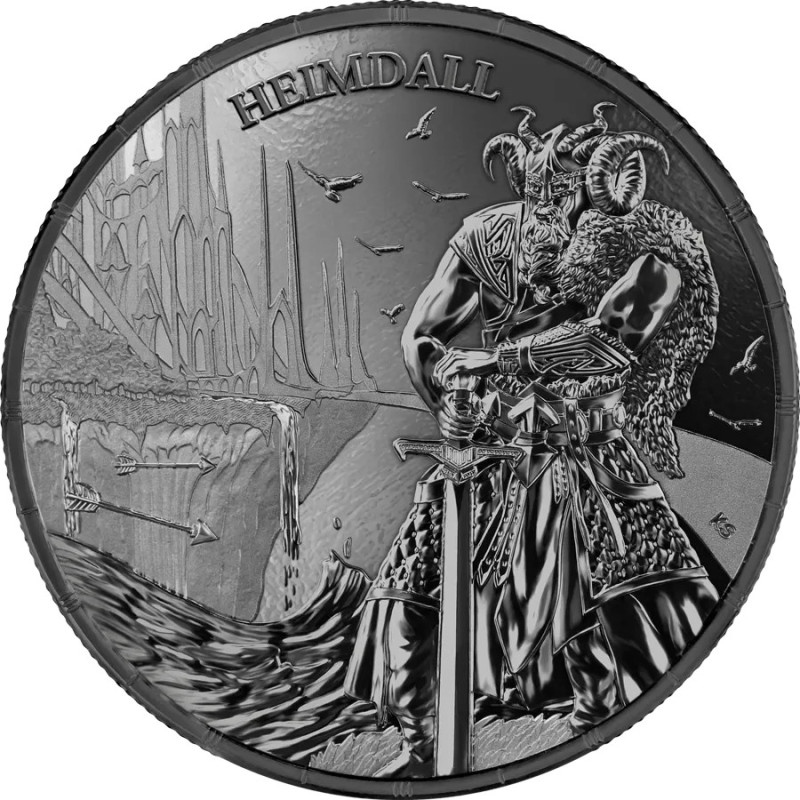 Ragnarök Silbermünze: Heimdall 2025, 1 oz (Schwarz BU) - Rückseite