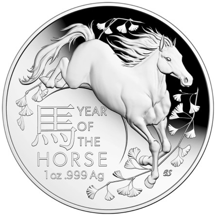 Srebrna Moneta RAM Lunar Rok Konia 2026 Proof Domed, 1 uncja - rewers