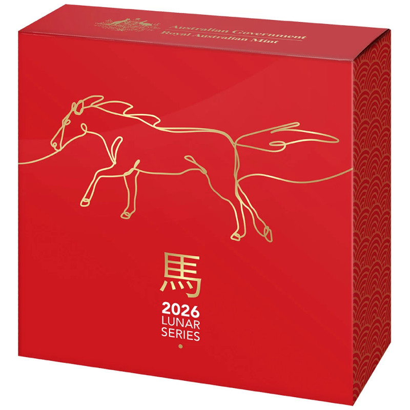 RAM Lunar Year of the Horse 2026 Proof Domed Silver Coin, 1 oz - box 2 RAM Lunar Year of the Horse 2026 Proof Domed Silver Coin, 1 oz - box 2