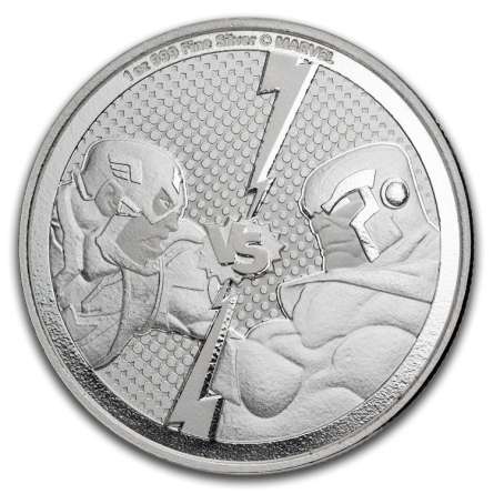 Srebrna Moneta Marvel Captain America vs Thanos 2025, 1 uncja - rewers