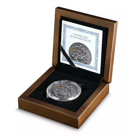 Ragnarök Silbermünze: Loki & Heimdall 2025 UHR, 2 oz - Schachtel Ragnarök Silbermünze: Loki & Heimdall 2025 UHR, 2 oz - Schachtel