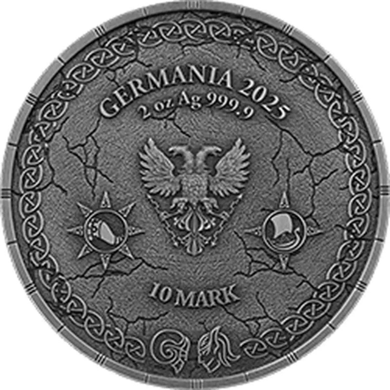 Ragnarök Silbermünze: Loki & Heimdall 2025 UHR, 2 Unzen - Vorderseite Ragnarök Silbermünze: Loki & Heimdall 2025 UHR, 2 Unzen - Vorderseite
