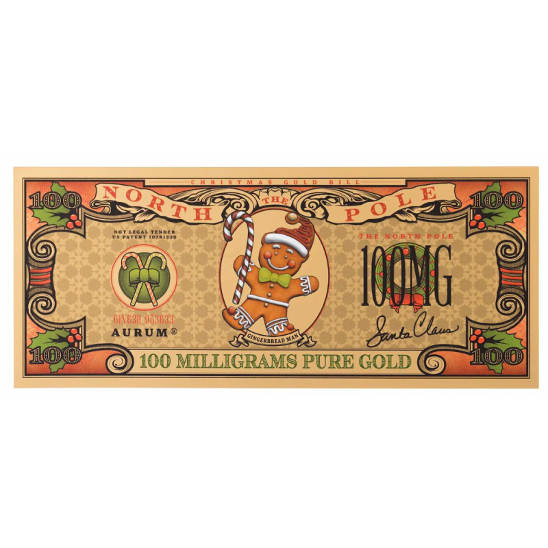 Złoty Banknot Aurum Gingerbread Man, 100 miligramów - front