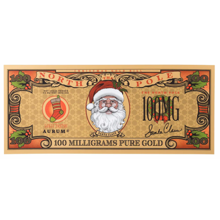 Złoty Banknot Aurum Santa Claus, 100 miligramów - front