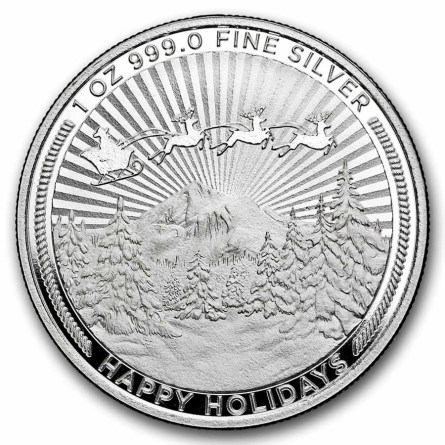 Western Santa Silver Medal (Box & COA), 1 oz - obverse.