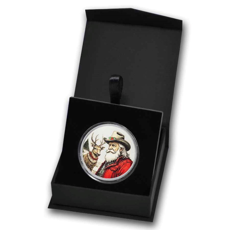 Western Santa Silbermedaille (Box & COA), 1 Unze - Box 1 Western Santa Silbermedaille (Box & COA), 1 Unze - Box 1