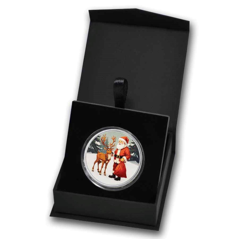 Srebrny Medal Santa & Reindeer (Box & COA), 1 uncja - box