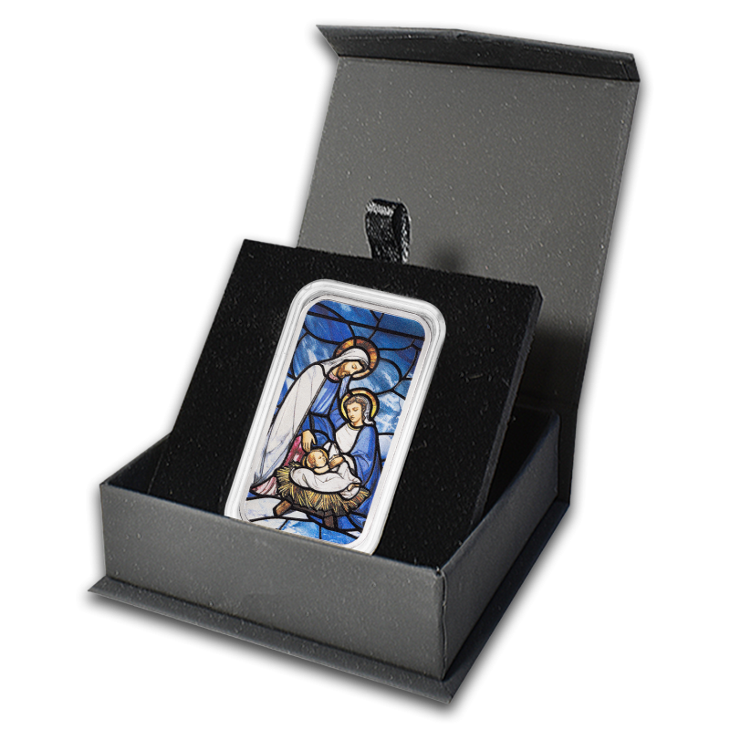Srebrna Sztabka Christmas Nativity Bar (Gift Box), 1 uncja - box 1
