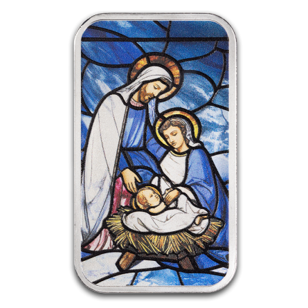 Srebrna Sztabka Christmas Nativity Bar (Gift Box), 1 uncja - front