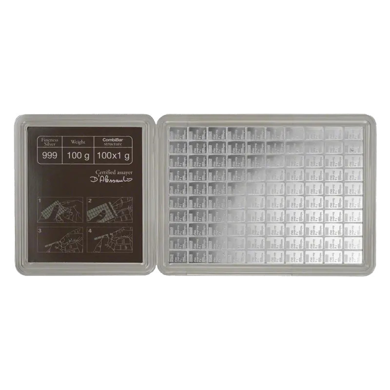 Silver Bar 100 x 1g CombiBar Valcambi 24h