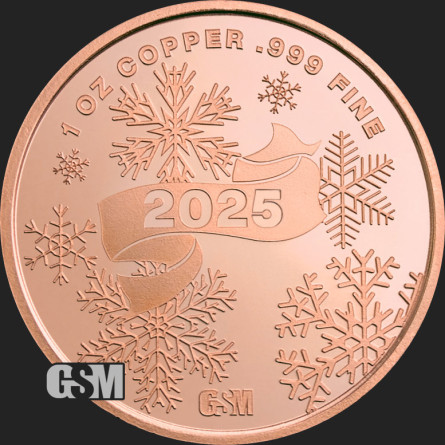 Miedziany Medal Merry Christmas Santa 2025, 1 uncja front