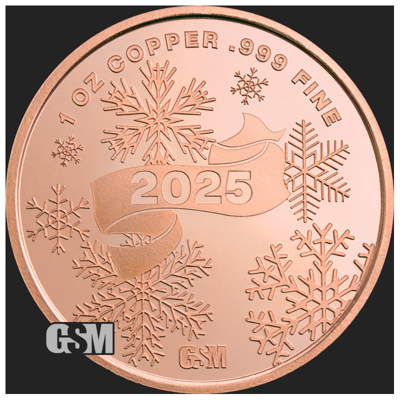 Miedziany Medal Merry Christmas Santa 2025, 1 uncja back Miedziany Medal Merry Christmas Santa 2025, 1 uncja back