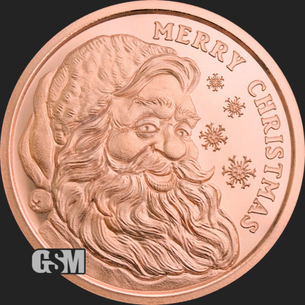 Miedziany Medal Merry Christmas Santa 2025, 1 uncja front
