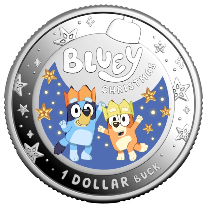 RAM Bluey Christmas 2025 Silver Coin, 11.66 grams - reverse side RAM Bluey Christmas 2025 Silver Coin, 11.66 grams - reverse side