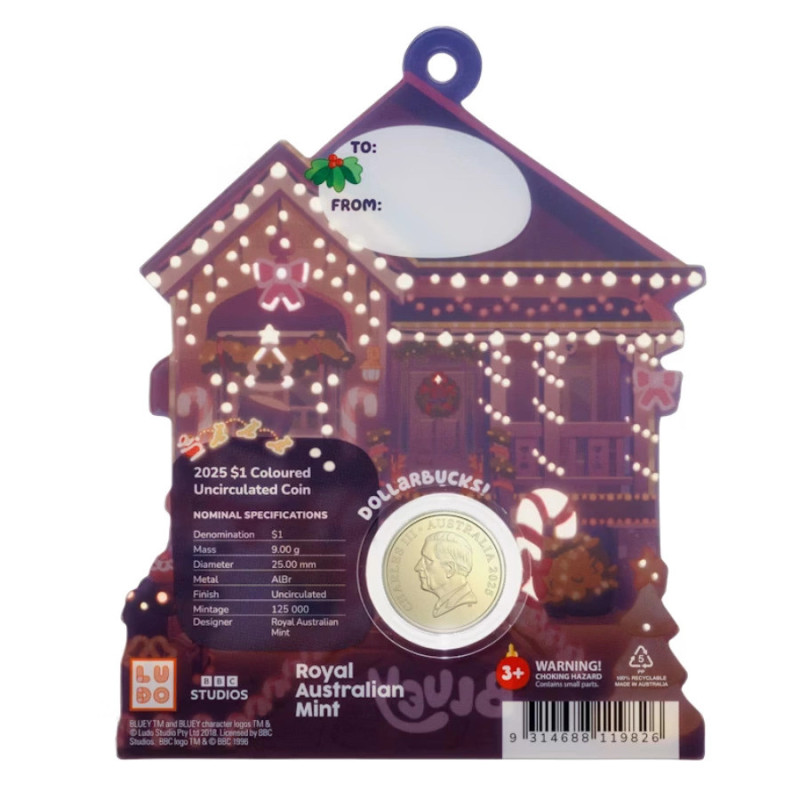 BronzeAluminum RAM Bluey Christmas 2025 Coin, 9 grams BronzeAluminum RAM Bluey Christmas 2025 Coin, 9 grams