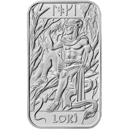Nordische Götter Silberbarren - Loki, 1 Unze - Vorderseite Nordische Götter Silberbarren - Loki, 1 Unze - Vorderseite
