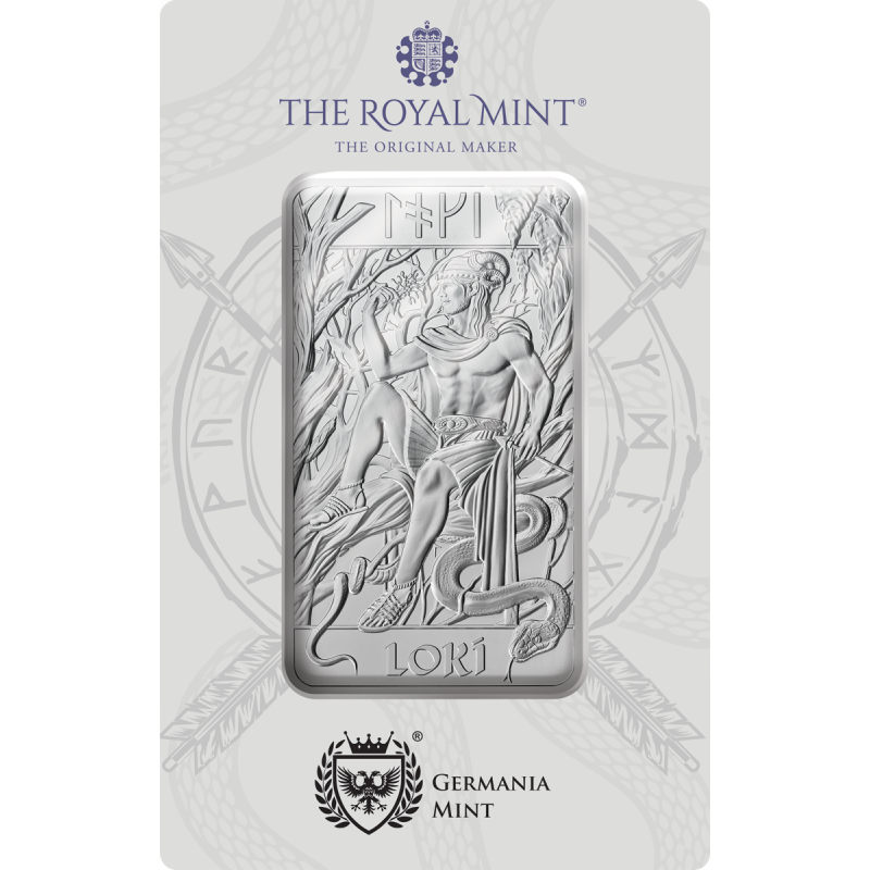 Norse Gods Silver Bar - Loki, 1 oz - front.