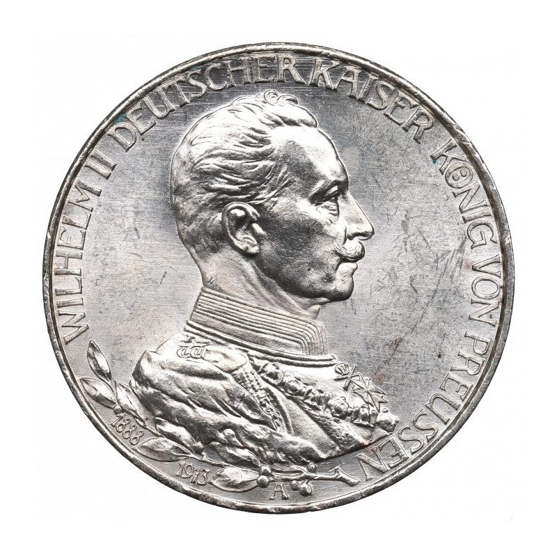Srebrna Moneta Cesarstwo Niemiecki 3 Marki Wilhelm II, 16,67 grama - rewers Srebrna Moneta Cesarstwo Niemiecki 3 Marki Wilhelm II, 16,67 grama - rewers