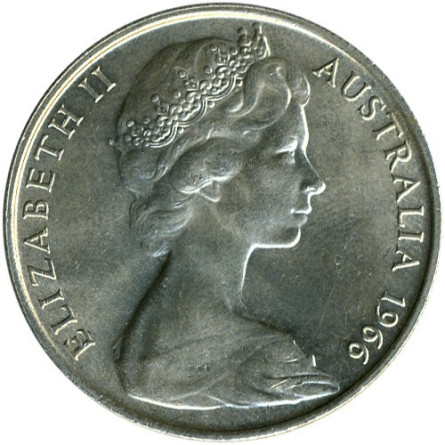 Silver Australia 50 Cents Coin, 13.28 grams - reverse side