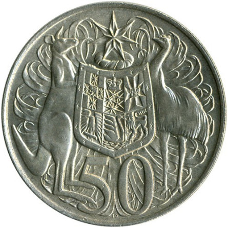 Srebrna Moneta Australia 50 Centów, 13,28 grama - rewers