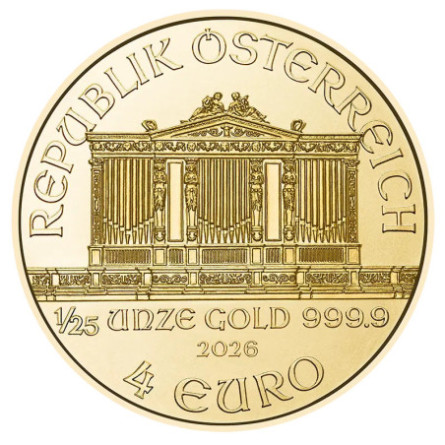 Złota Moneta Wiedeński Filharmonik 2026, 1/25 oz