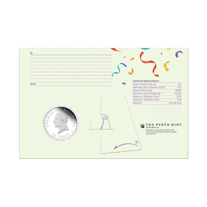 Srebrna Moneta Happy Birthday 2026 Proof, 1/2 uncji - back