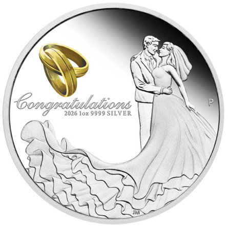 Silver Wedding 2026 Proof Coin, 1 oz. Silver Wedding 2026 Proof Coin, 1 oz.