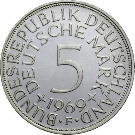 Срібна монета ФРН, 5 марок 1951-1974, 11,2 грама - реверс Срібна монета ФРН, 5 марок 1951-1974, 11,2 грама - реверс
