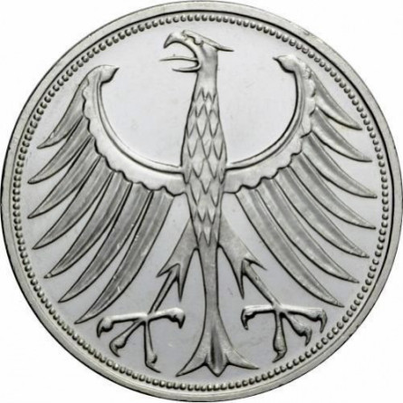 Srebrna Moneta Niemcy, 5 Marek 1951-1974, 11,2 grama - rewers