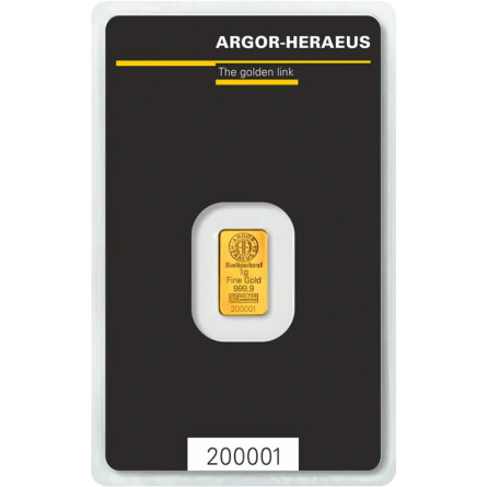 Золотий інвестиційний злиток Heraeus 1г