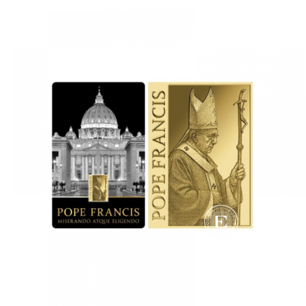 Złota Sztabka Papież Franciszek Karta 1/1000 uncji front