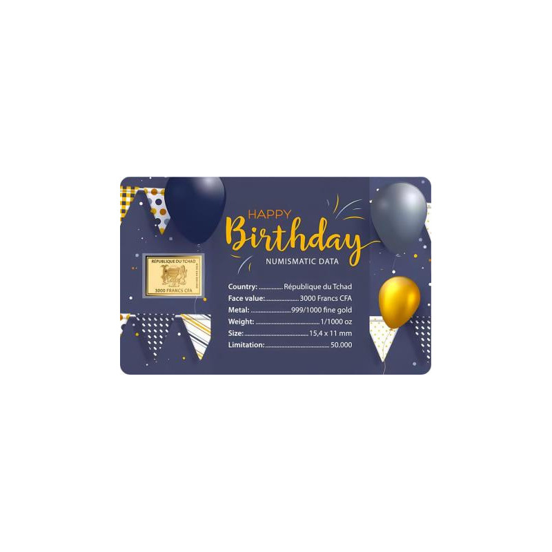 Goldbarren „Happy Birthday“ Karte 1/1000 Unze Rückseite