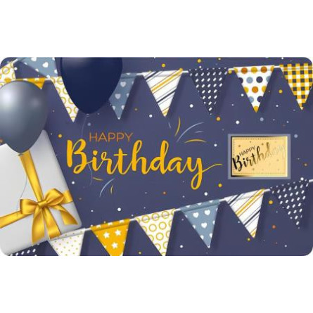 Złota Sztabka Happy Birthday Karta 1/1000 uncji front