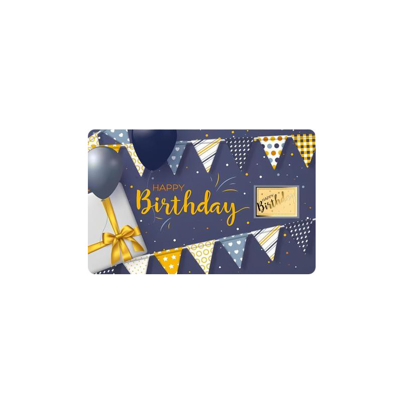 Goldbarren „Happy Birthday“ Karte 1/1000 Unze Vorderseite