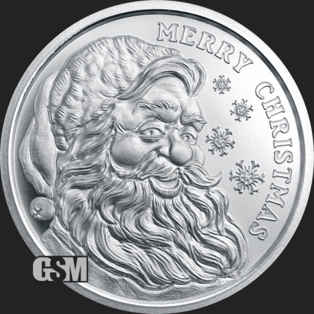 Srebrny Medal Merry Christmas Santa 2025, 1 uncja - front