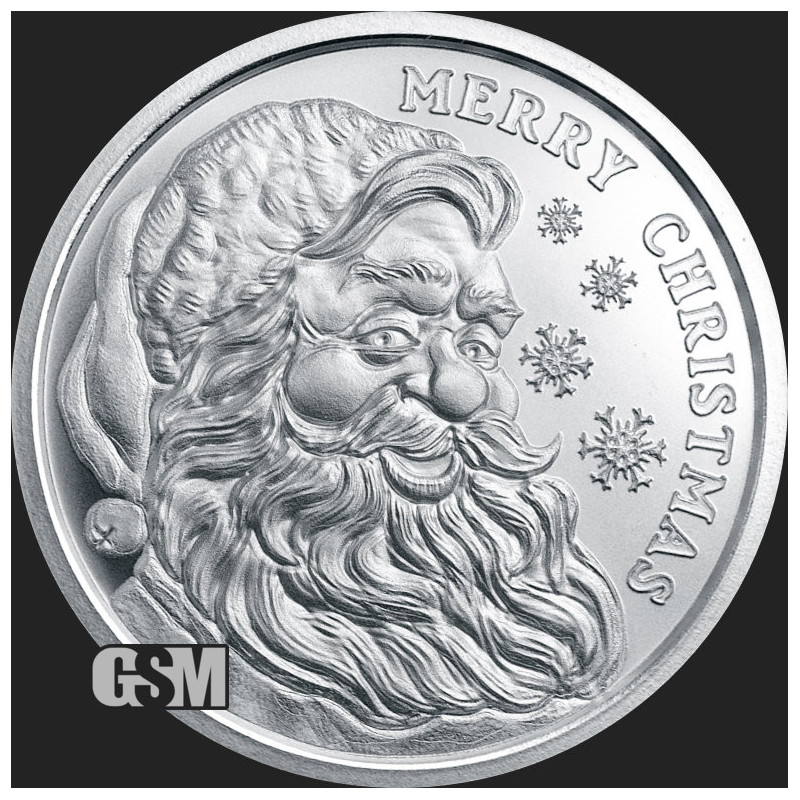 Srebrny Medal Merry Christmas Santa 2025, 1 uncja - front Srebrny Medal Merry Christmas Santa 2025, 1 uncja - front
