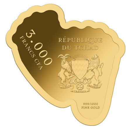 Chad Gold Coin, Feet of the Child , 1/1000 ounce - reverse side