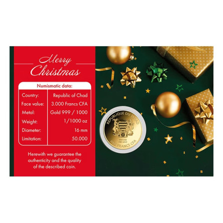 Chad Gold Coin, Coca Cola - Santa Claus, 1/1000 ounce - back Chad Gold Coin, Coca Cola - Santa Claus, 1/1000 ounce - back