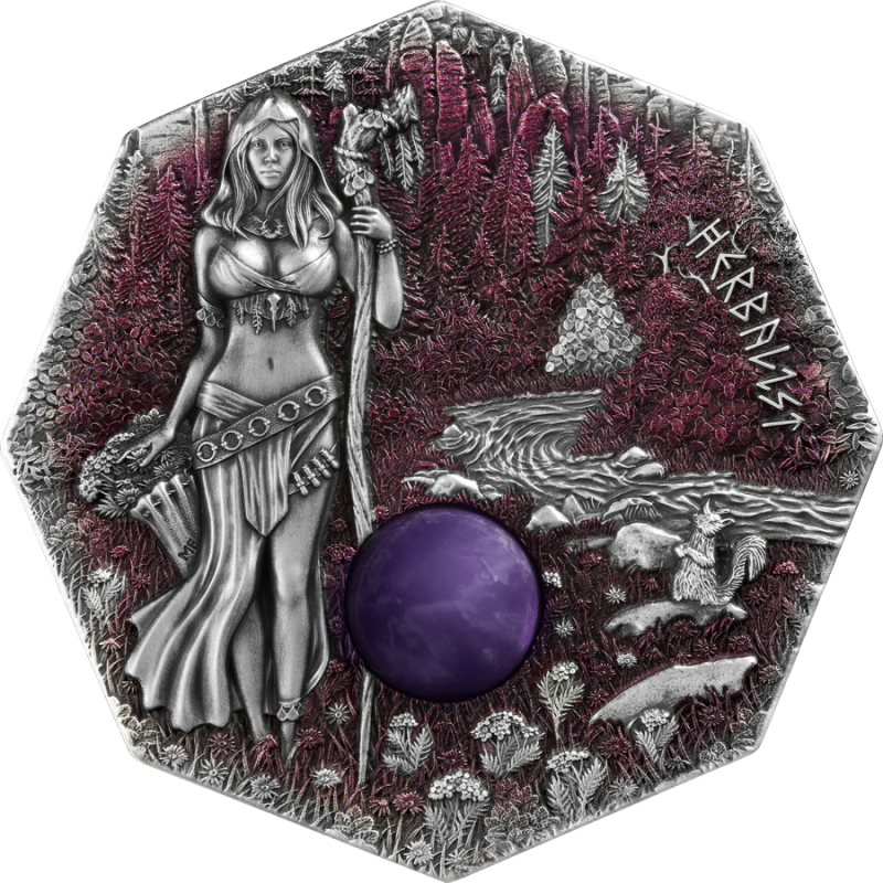 Hexerei Silbermünze: Herbalist 2025 UHR, 2 oz - Rückseite Hexerei Silbermünze: Herbalist 2025 UHR, 2 oz - Rückseite