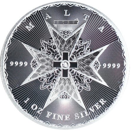 Srebrna Moneta Krzyż Maltański 2025, 1 uncja - rewers