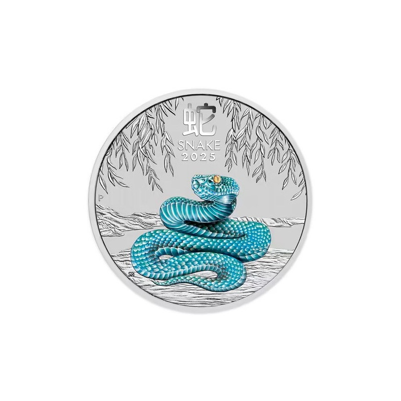 Silver Lunar III Year of the Snake 2025 Color Coin, 1 oz. Silver Lunar III Year of the Snake 2025 Color Coin, 1 oz.