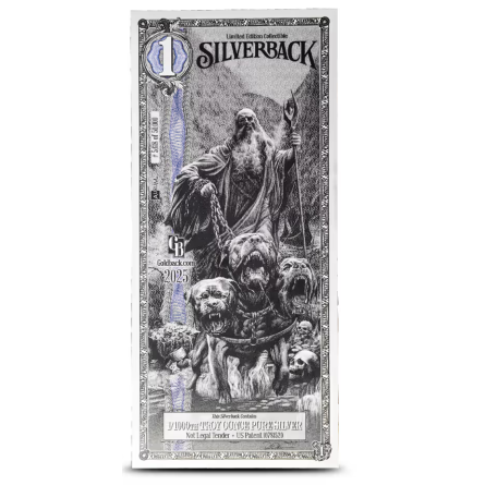 Srebrny Banknot Silverback Olympus: Hades, 1/1000 uncji - front